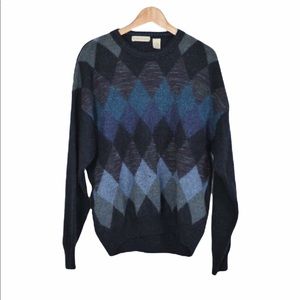 Vintage 90s Argyle Wool Dad Sweater | XL